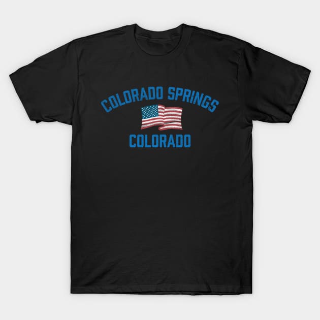 Colorado Springs Colorado Vintage USA Flag T-Shirt by TGKelly